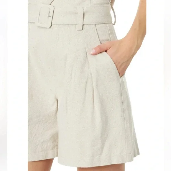 Blank NYC Linen Blend Shorts in Color Bleached Sand - Picture 3 of 4